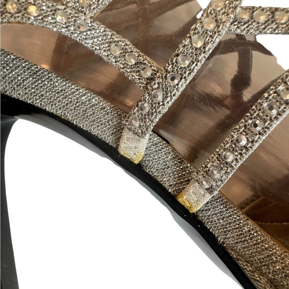 Caparros Silver Glitter Rhinestone Heels Size 7B – Strappy Evening Stilettos - Picture 6 of 11